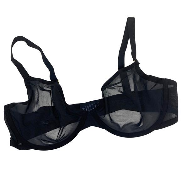 New Cuup The Plunge Black Sheer Mesh Bra Underwire Sz 38D 38 D NWOT - Picture 2 of 5